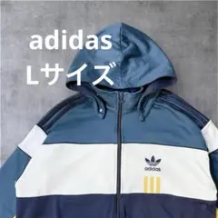 【希少】adidas フルジップジャージ パーカー　フード付　トラックジャケット