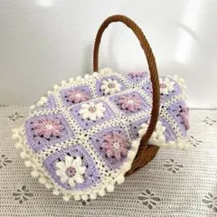 かぎ針編み　マルチカバー　ハンドメイド　ウール