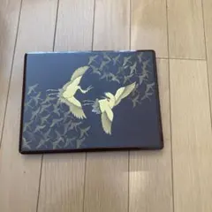 時代逸品！時代黒漆にモダン光琳鶴蒔絵の映える長方盆（検輪島塗お盆お膳茶道具 時代逸品！時代黒漆にモダン光琳鶴蒔絵の映える長方盆（検輪島塗お盆お