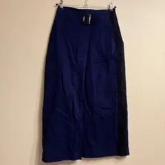 ネイビー ロングタイトスカート 38 バックル付き サイドライン 海外古着
