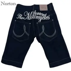 Norton ノートン ハーフパンツ ブラック 刺繍 Mサイズ（82cm）