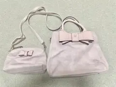 ピンク リボン付きハンドバッグセット