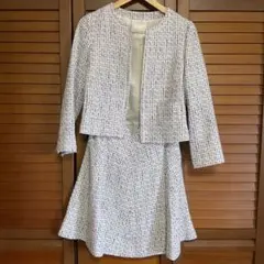 組曲ホワイト系ツイードジャケットとスカートセット2号