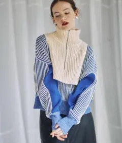 ●12/13までの出品●KBF レイヤードハーフZIPニット