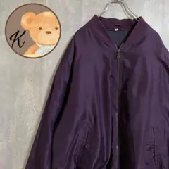 【雰囲気◎】メンズ 長袖 ブルゾン アウター シンプル 紫 XL シルク ジップ