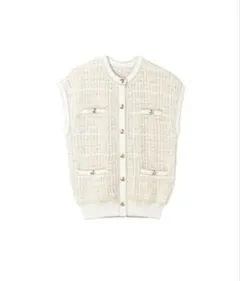 ZARA ベスト ベルトテクスチャーベスト ツイードベスト ジレ ザラ