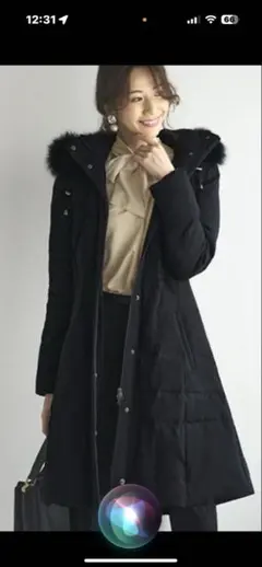 ルイルエブティック フォックスファー付き ロングダウンコート ブラック L