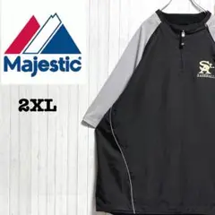 マジェスティック　半袖プルオーバー ハーフジップ　ブラック　グレー　2XL