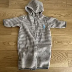 フード付きストライプロンパース 60-70cm