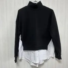 【fifth】 トレーナー　ハイネック　ドッキング　レイヤード　ブラックのサムネイル