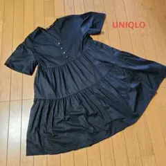 UNIQLO ブラック 半袖ワンピース ティアード