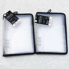 【2個セット】ダイソー DAISO 6リングファスナーケース ブラック 黒 A5