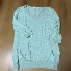 ライトグリーン 五分袖 ニット