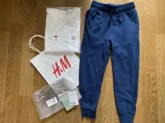 H&M タグ有 ロンT ウエストゴム ジョガーパンツ 上下 2点セット 白 紺