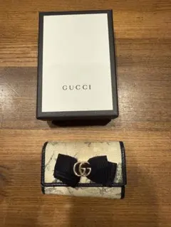 【希少】GUCCI マーモント リボン GG 花柄 ハーバリウム キーケース