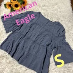 American Eagle アメリカンイーグル　バックボタン　レーヨンブラウス
