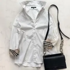 バーバリーロンドン ノバチェック 七分袖 シャツ 40 ホースロゴ ストレッチ