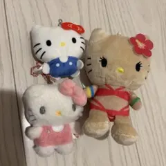 サンリオ　ハローキティ ぬいぐるみ 3点セット　ガチャ　日焼け　ぴたっとふれんず