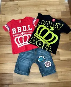 BABYDOLL Tシャツ2枚とデニムショートパンツ100cm ベビードール