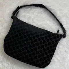 GUCCI ワンショルダーバッグ スエード GG柄 ブラック 肩掛け イタリア製