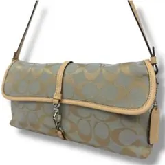 【希少色/美品】COACH コーチ ソーホー アクセサリーポーチ 水色×ベージュ