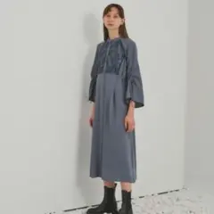 ✨極美品✨ パブリックトウキョウ　シャーリングレースワンピース　ロング　マキシ丈のサムネイル