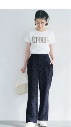 coca ドット柄フロッキーパンツ ブラック　水玉