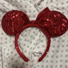 ミニー カチューシャ スパンコール レッド ディズニー
