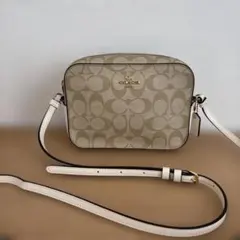 COACH ベージュ ロゴ ショルダーバッグ 小型