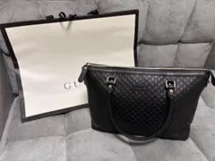 GUCCI マイクログッチシマ 2WAY ハンドバッグ　ブラック