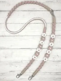 りーぽぽ様専用　マクラメ 3wayスマホショルダー 花モチーフ ハンドメイド