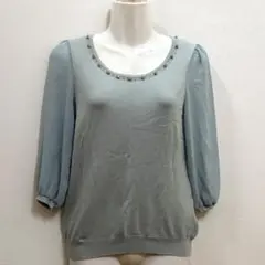 アプワイザーリッシェ シフォンスリーブニット 7分袖ニット