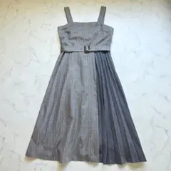 Honeys コルザ　プリーツ切替ジャンスカ　グレンチェック　Ｓ　グレー　ベルト