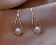 464 ゴールド パール ピアス czダイヤモンド ジュエリー 韓国 結婚式