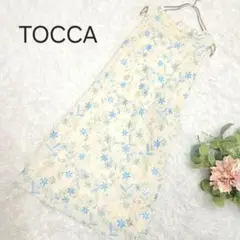 TOCCA トッカ 0 刺繍 花柄 ワンピース ノースリーブ S 水色 ひざ丈