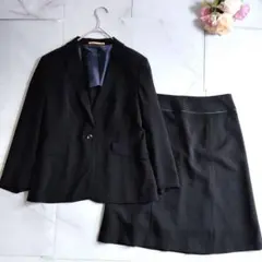 【美品】オリヒカ スーツ セットアップ 11号　洗える ブラック ストライプのサムネイル