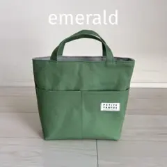 バッグインバッグ 帆布エメラルド　縦長