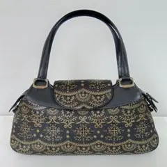 未使用】印傳屋 インデンヤ ハンドバッグ ロスペル ROSPER ブラック ち
