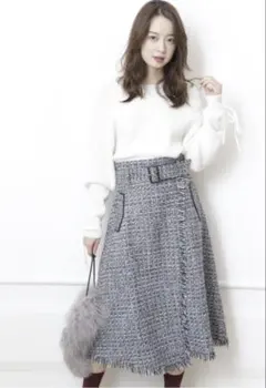 【美品】Mystrada ツイードラップフレアスカート