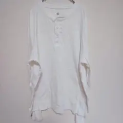【定番】GAP ヘンリーネックシャツ L ホワイト 白 メンズ