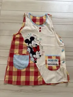 保育士　介護士　エプロンDisney ミッキー＆ミニー エプロン M-L