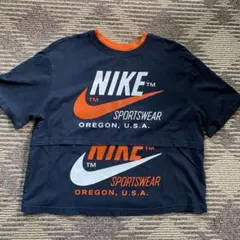 NIKE クロップドTシャツ ブラック/オレンジ