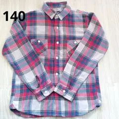BACK NUMBER キッズ 長袖チェックシャツ 140cm　赤青