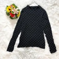 アースミュージックアンド 長袖 Tシャツ カットソー 透け感 ジャガード 花柄