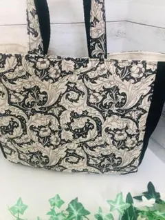 限定セール　ウィリアムモリス　バチェラーズボタン　トートバッグ　ベージュ×黒