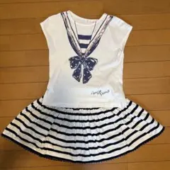 mezzo piano メゾピアノセーラー 半袖 スカートセットアップ 140