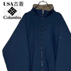 00s USA古着コロンビア ウォームアップジャケット 紺 L ジップブルゾン