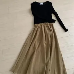 SIMPLICITÉ ニットワンピース 黒・ベージュ