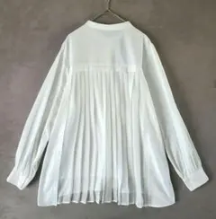 シップス エニイ シアー プリーツ バンドカラー シャツ ホワイト 白　シフォンのサムネイル