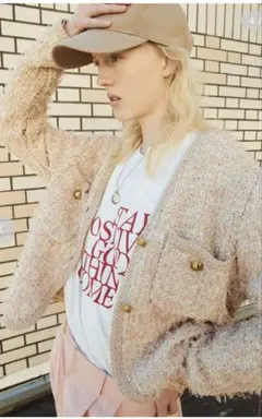 【試着のみ】ミラオーウェン　ニットツイードショートジャケット